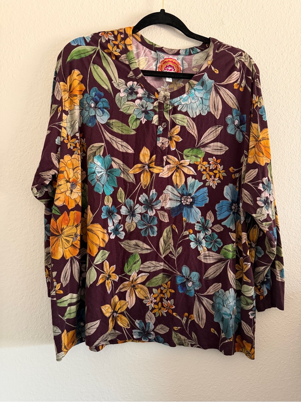 Johnny Was Blouse Top Floral Print XL Boho